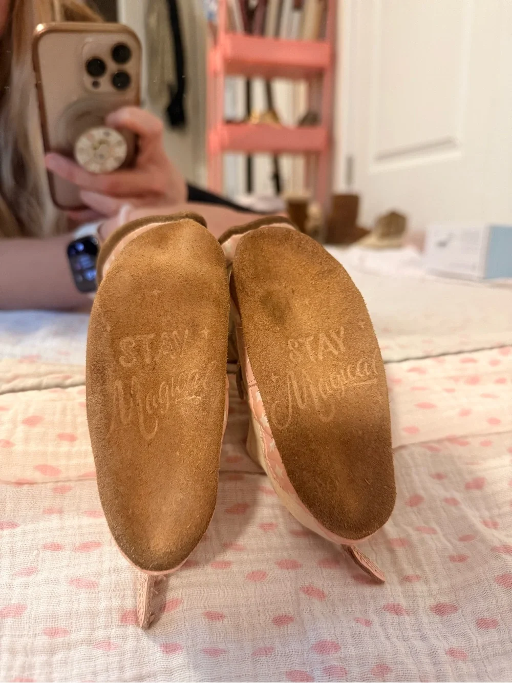 Robeez Cream and Pink Unicorn Slip-On Moccasins